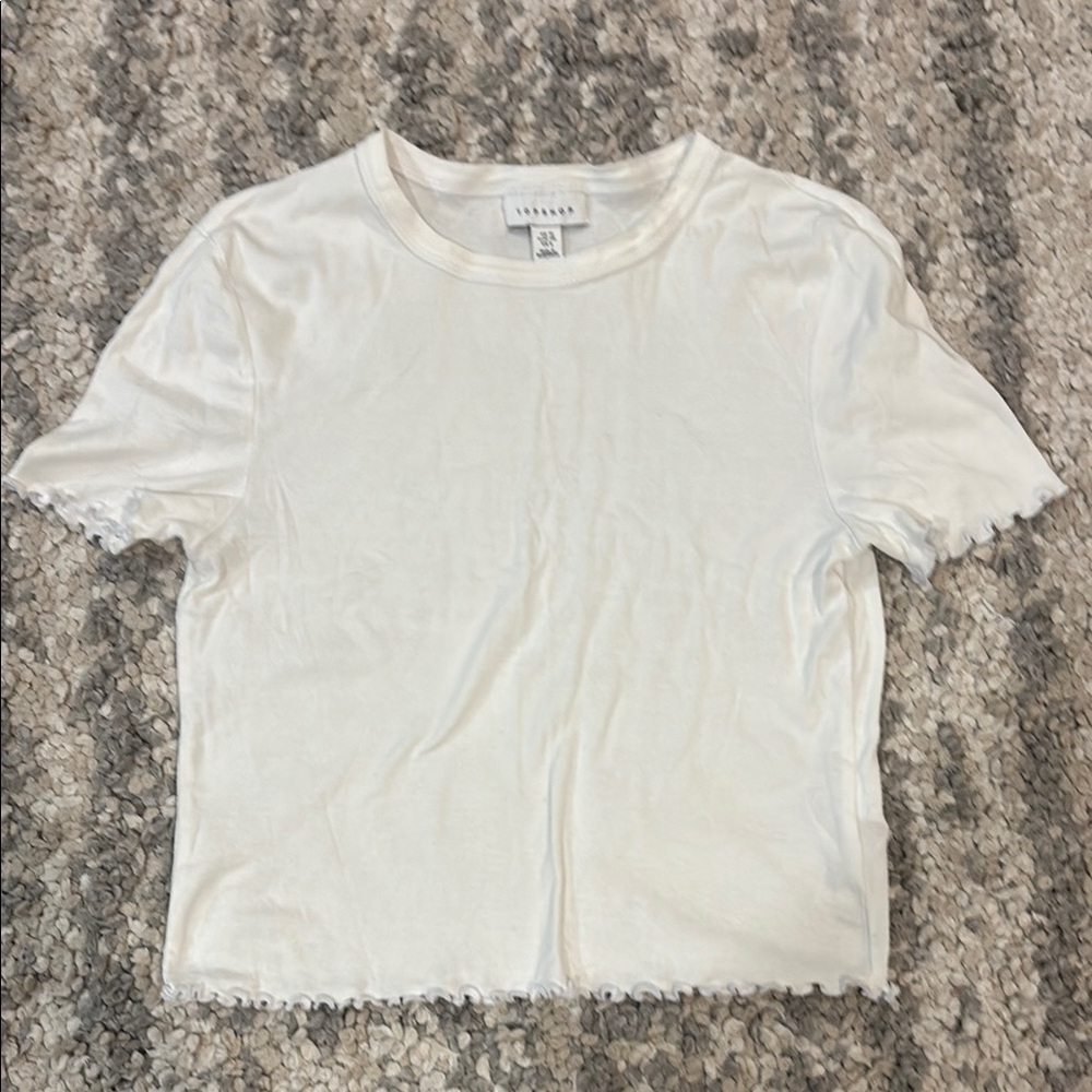 Topshop White Fitted Crop T-Shirt Short Sleeve